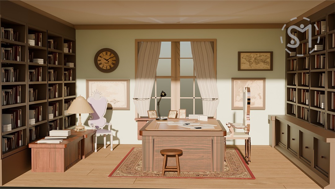 The Scholar's Study — 3D Interior Render